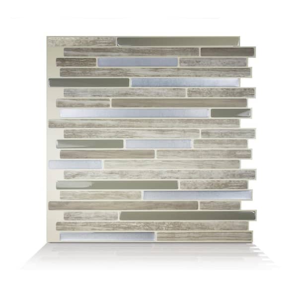smart tiles Capri Taupe 9.88 in. W x 9.70 in. H Peel and Stick Self-Adhesive Decorative Mosaic Wall Tile Backsplash (6-Pack)