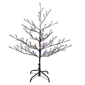 4 ft. Multi-Color LED Lighted Cherry Blossom Flower Artificial Tree