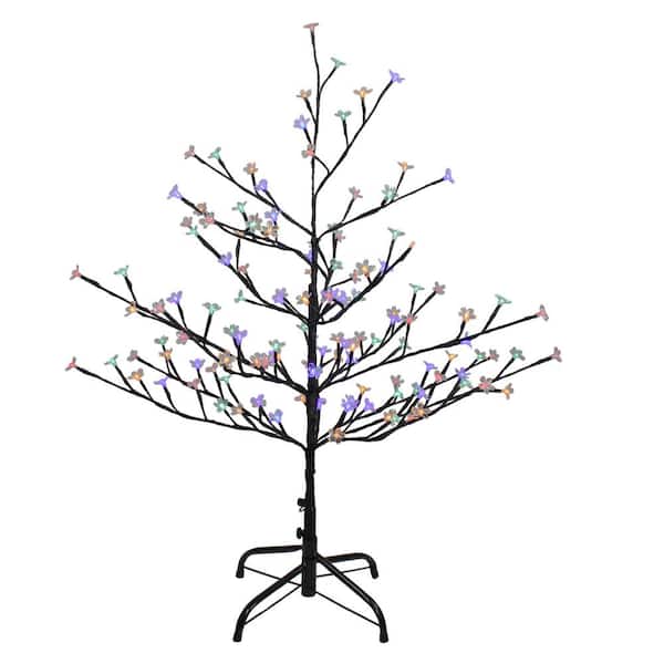 Northlight 4 ft. Multi-Color LED Lighted Cherry Blossom Flower Artificial Tree