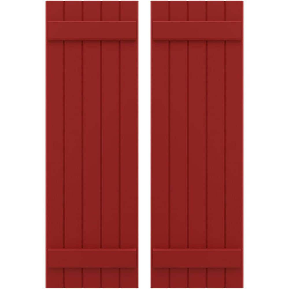 17-1/2 in. W x 56 in. H Americraft 5-Board Exterior Real Wood Joined Board and Batten Shutters in Fire Red price history on PriceWatchPro