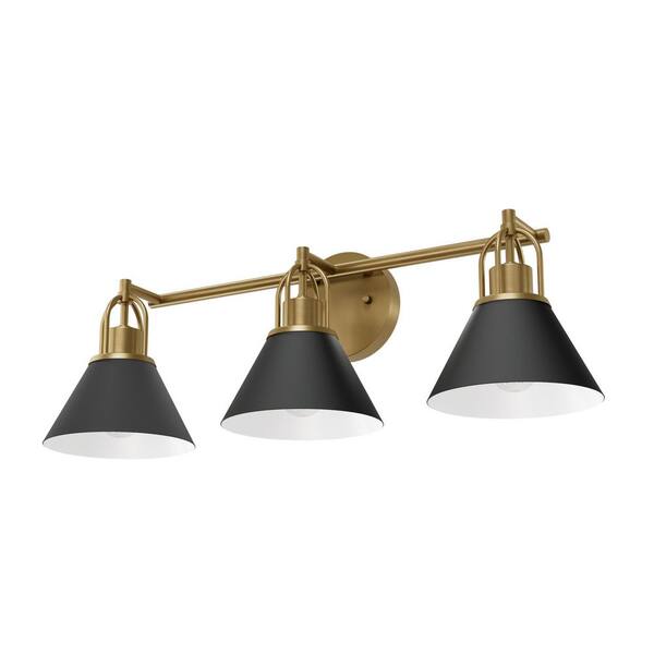 Hunter Carrington Isle 27 in. 3 Light Matte Black Vanity Light