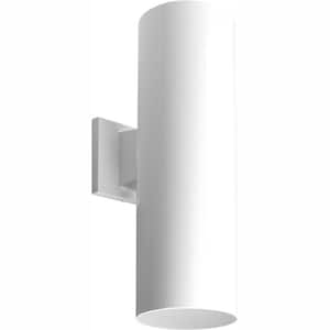 Cylinder Collection 6" White Modern Outdoor LED Up/Down Wall Lantern Light