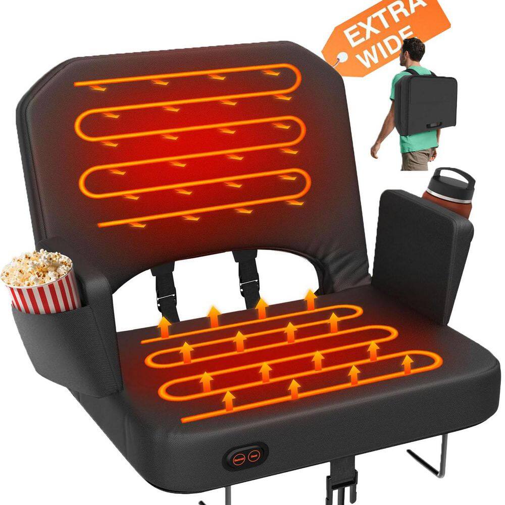 Heated Stadium Seat with Back Support and Armrest, 3-Level Heating, Thick Padded Cushion for Outdoor Sports price history on PriceWatchPro