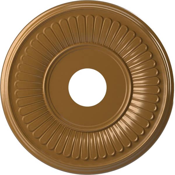 Ekena Millwork 16" O.D. x 3-1/2" I.D. x 1" P Berkshire Thermoformed PVC Ceiling Medallion in Universal Aged Metallic Vintage Gold