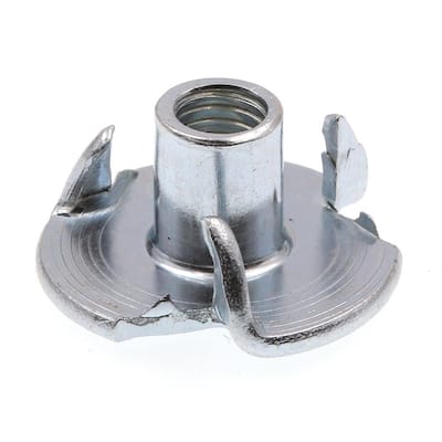 Pack of 100 T-NUT 10-24 X 7/16 Length Steel Press-in Threaded Insert for Wood OR Plastic. 3 Prong 