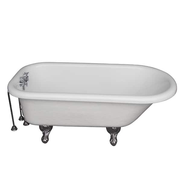Barclay Products 5 ft. Acrylic Ball and Claw Feet Roll Top Tub in White with Polished Chrome Accessories