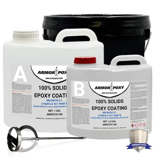 1.5 Gal.s Clear Gloss 2 Part Epoxy Metal Mixer Interior Concrete Basement & Garage Roller Floor Coating Floor Paint