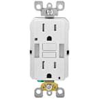 15 Amp Self-Test SmartlockPro Combo Duplex Guide Light and Tamper Resistant GFCI Outlet, White