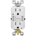 15 Amp Self-Test SmartlockPro Combo Duplex Guide Light and Tamper Resistant GFCI Outlet, White (20-Pack)
