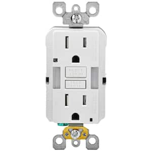 15 Amp Self-Test SmartlockPro Combo Duplex Guide Light and Tamper Resistant GFCI Outlet, White