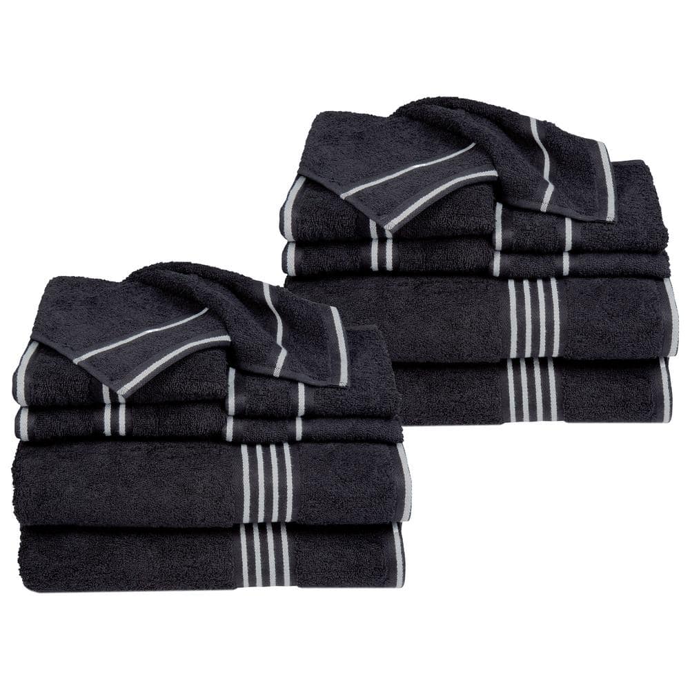 Lavish Home 16Piece Black Cotton Towel Set 670022BL2 The Home Depot