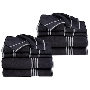 16-Piece Black Cotton Towel Set