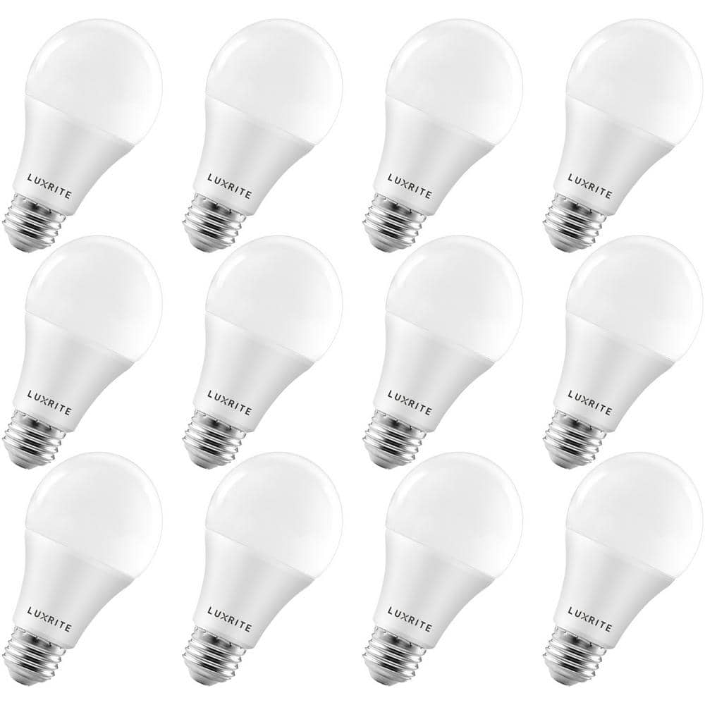LUXRITE 100-Watt Equivalent A19 Dimmable LED Light Bulb Enclosed Fixture Rated 3500K Natural White (12-Pack) -  LR21444-12PK