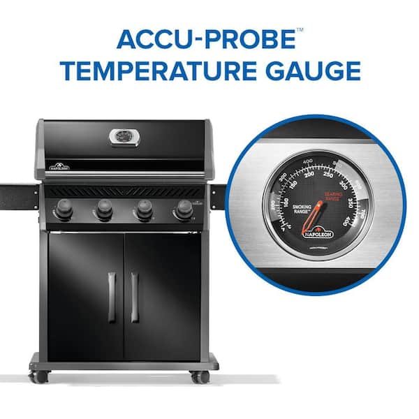 NAPOLEON Rogue 525 Natural Gas Grill, Black, 4 Burner, Stainless