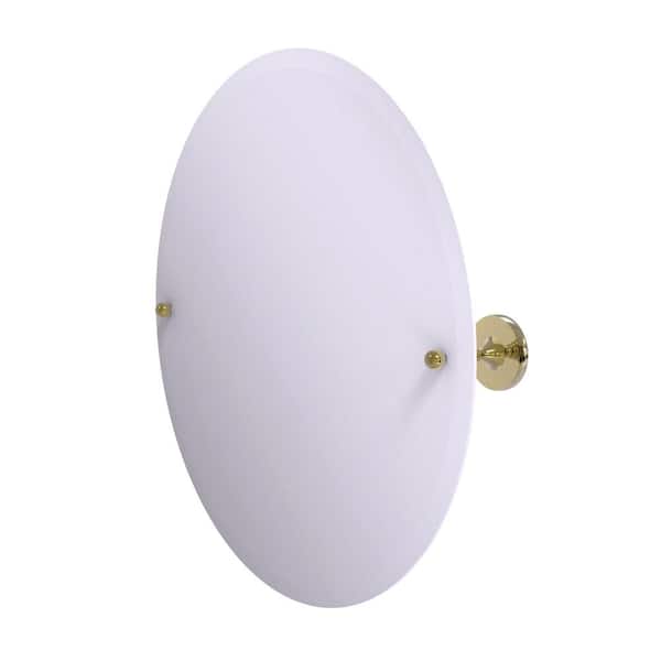 Allied Brass Shadwell Collection Frameless Round Tilt Mirror with Beveled Edge in Unlacquered Brass