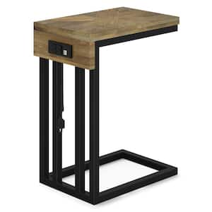 Hayward Solid Mango Wood 19 in. Wide Rectangle Modern Industrial Side Table in Natural, Fully Assembled