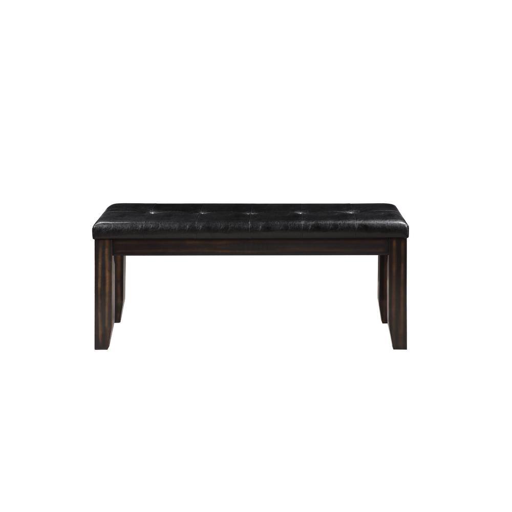 Espresso and Black PU 48" Modern Bench