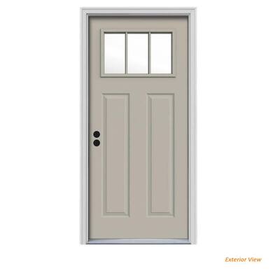 JELD-WEN 30 in. x 80 in. 6 Lite Craftsman Desert Sand Painted Steel ...