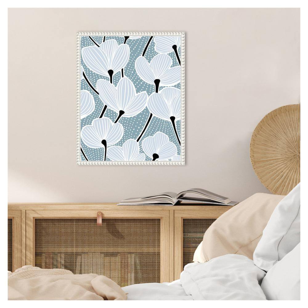 Modern Poppy I White and Blue Canvas Wall Art