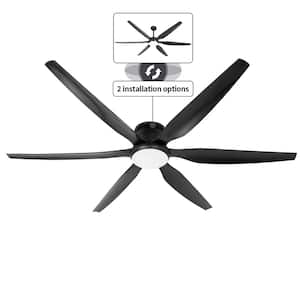 52 in. LED Indoor Outdoor Black ABS Finish Ceiling Fan with 1-Light and Remote Control