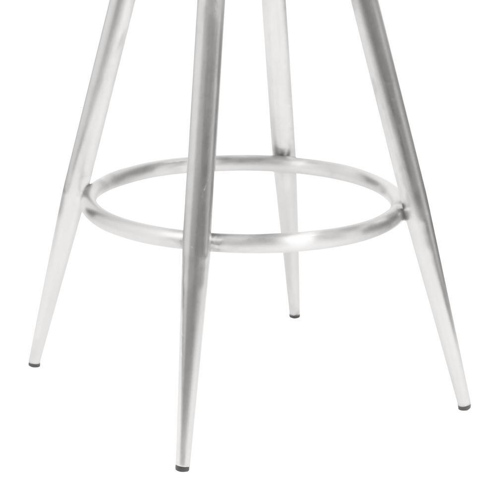Justin 26" Vintage Gray Faux Leather Swivel Counter Stool with Brushed Stainless Steel Frame