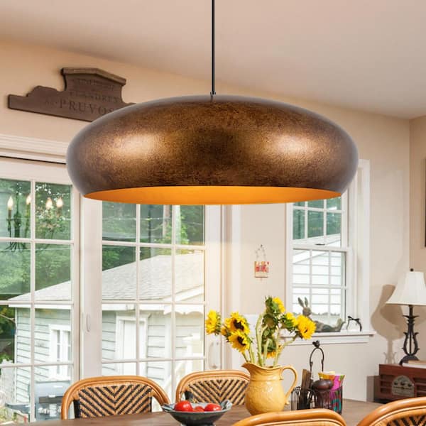 Detroit 6-Light Rustic Gold Dome Oversized Hanging Pendant Light for Kitchen Island