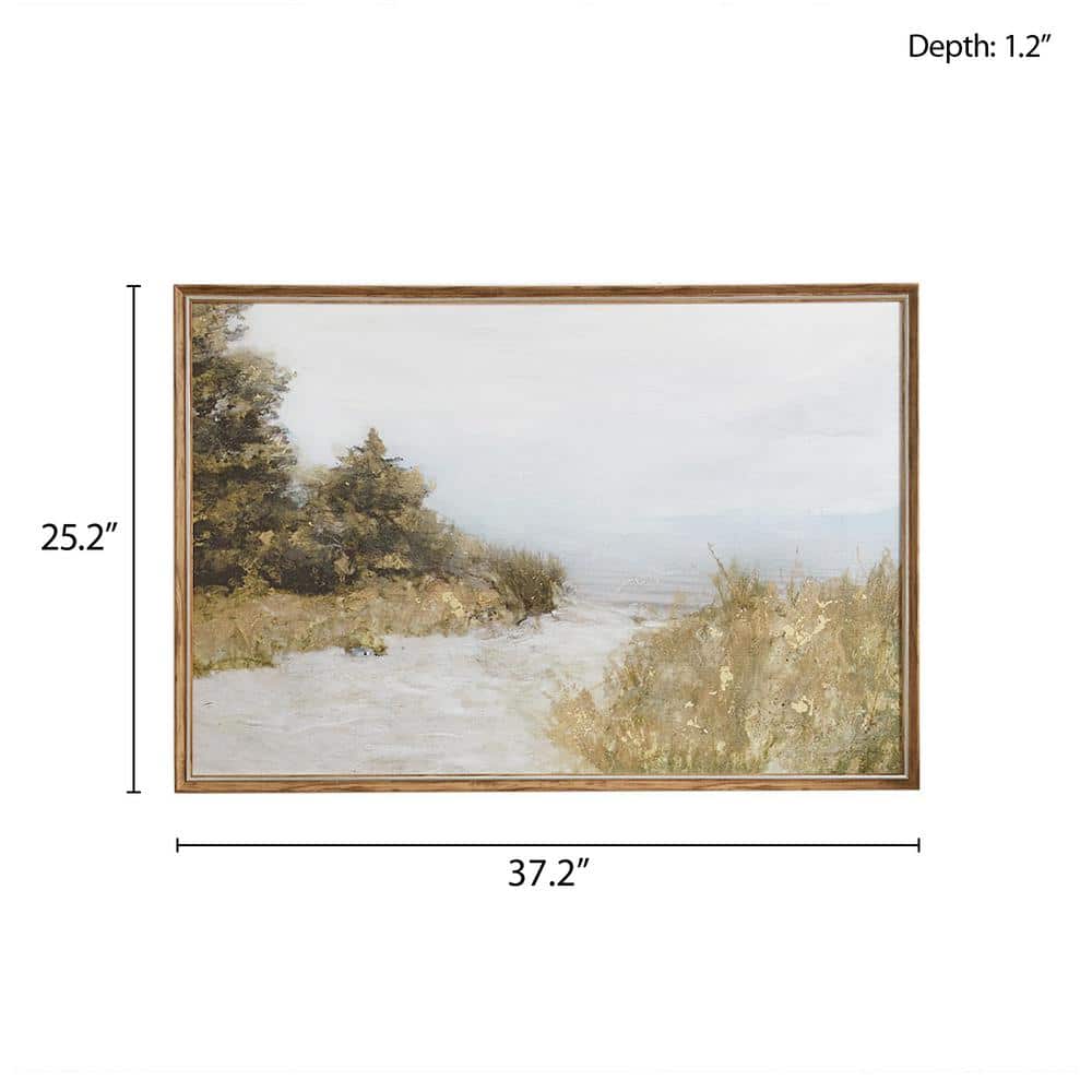 Lake Walk Serene Landscape Gel Coated Framed Canvas Art