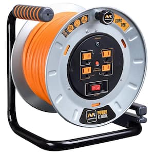 100 ft. 15 Amp 12 AWG Large Open Metal Reel with 4-Sockets