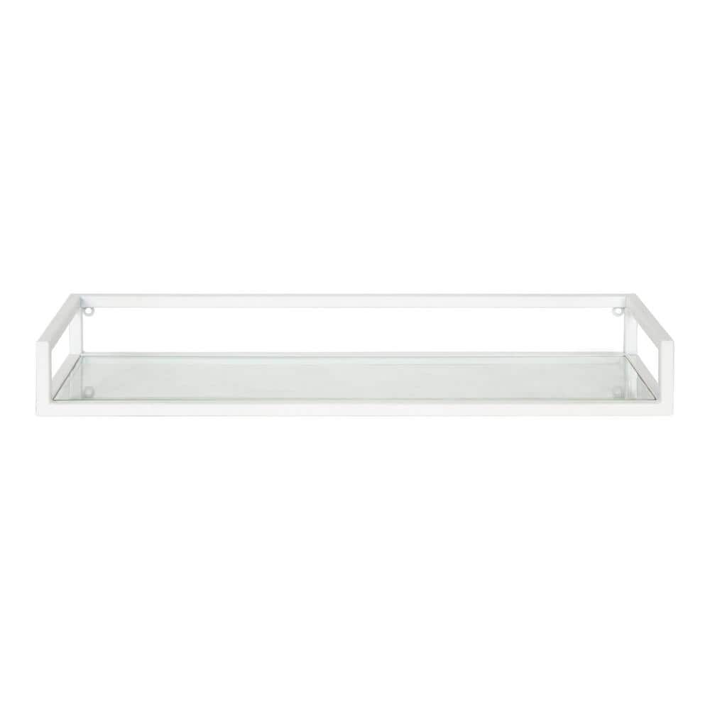 Elegant White and Glass 24" Wall Shelf for Modern Decor