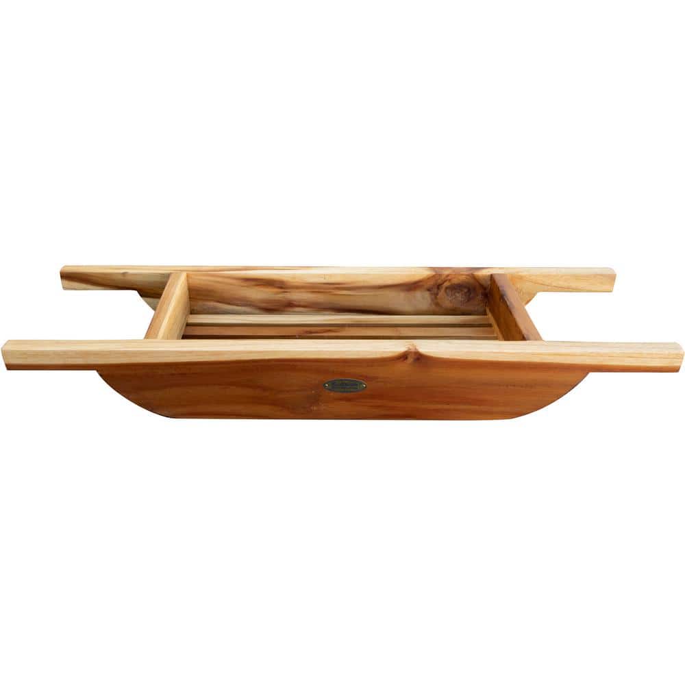 EcoDecors 29" Teak Wood Bath Caddy in EarthyTeak Finish