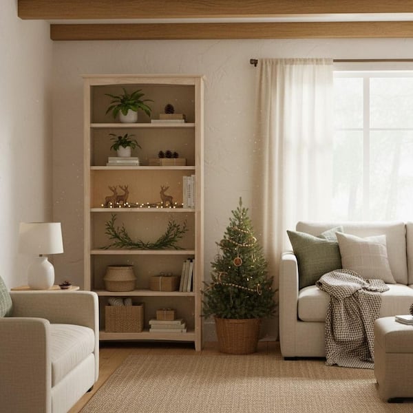 International Concepts 72 in. Unfinished Wood 6-shelf Standard Bookcase with Adjustable Shelves