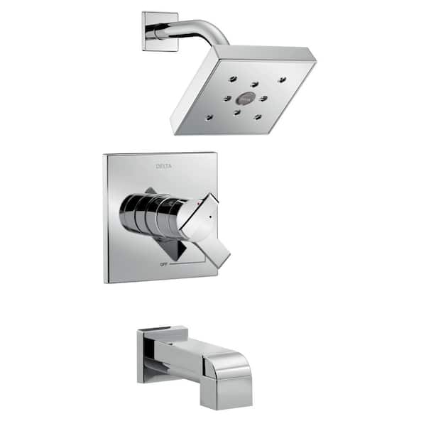 Delta Ara 1-Handle H2Okinetic Tub and Shower Faucet Trim Kit in Chrome (Valve Not Included)