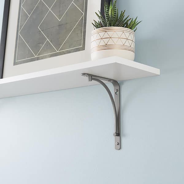 6 in. x 8 in. Satin Nickel Steel Classic Arch Decorative Shelf Bracket