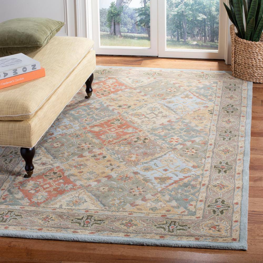 Heritage HG316 Handmade Accent Rug - 3'x5' - Light Blue/Light Brown - Safavieh