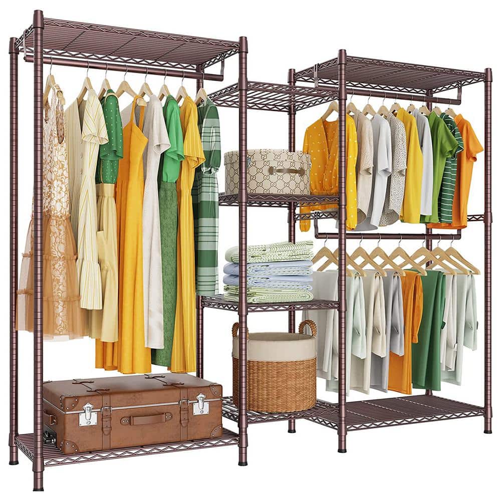 Bronze Metal Garment Clothes Rack 70 in. W x 77 in. H rack-550 - The ...