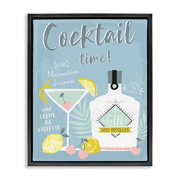 Stupell Industries Cocktail Time Gin Recipe by Angela Nickeas Black Floater Frame Food Graphic Art Print 21 in. x 17 in.