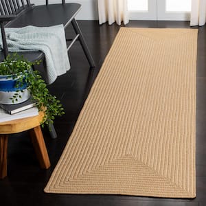 Braided Beige Tan 2 ft. x 4 ft. Solid Color Gradient Area Rug