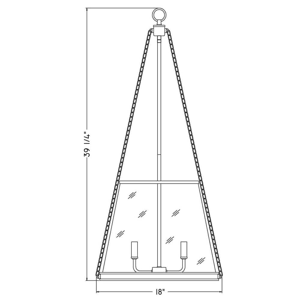 Prescott Matte Black 4-Light Industrial Pendant with Clear Glass Shade