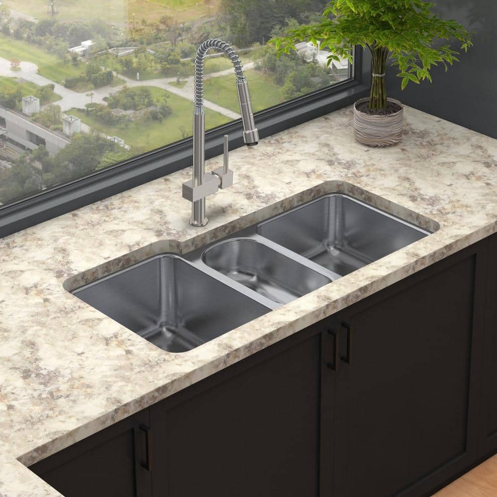 Lustertone 40" Triple Bowl Stainless Steel Undermount Sink