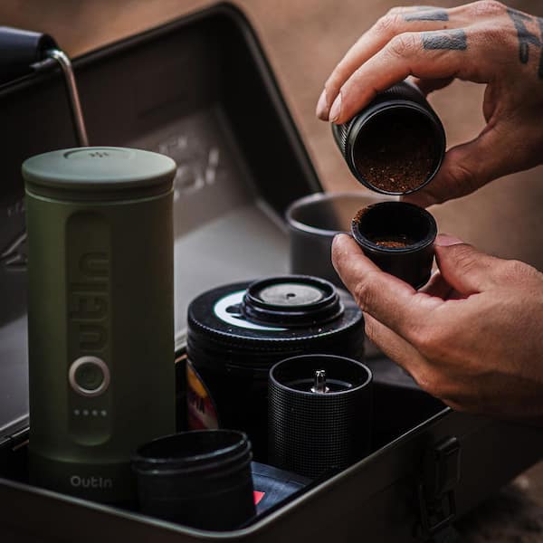 OutIn Nano Portable 2 Cup Forest Green Espresso Machine with
