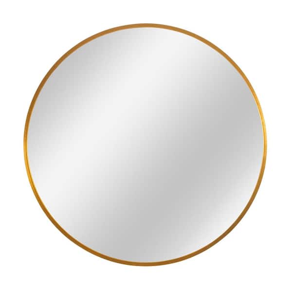 Lirago 30 in. x 30 in. Modern Style Round Aluminum Framed Gold Shatter-Proof Accent Wall Mirror
