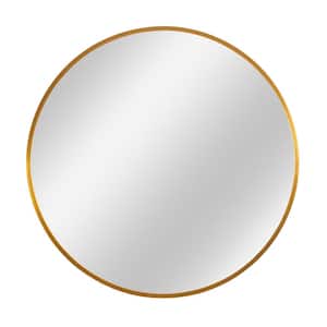 30 in. x 30 in. Modern Style Round Aluminum Framed Gold Shatter-Proof Accent Wall Mirror