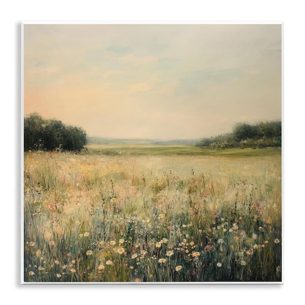 Warm Wildflower Landscape by Petal Prints Design 1 Piece Unframed Nature Graphic Art Print 12 in. x 12 in.
