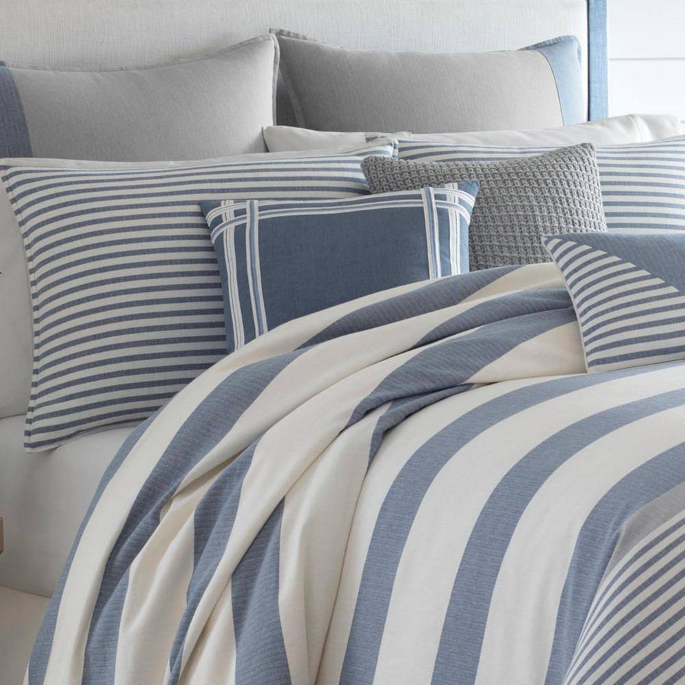 Nautical Blue and White Cotton Queen Duvet Set