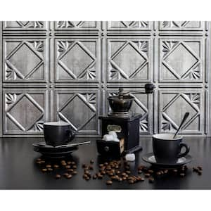 18.5'' x 24.3'' Artnouvo Decorative 3D PVC Backsplash Panels in Crosshatch Silver 1-Piece