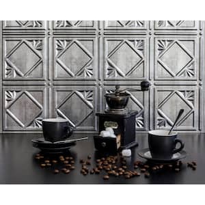18.5 in. x 24.3 in. Artnouvo Decorative 3D PVC Backsplash Panels in Crosshatch Silver with 30-Pieces