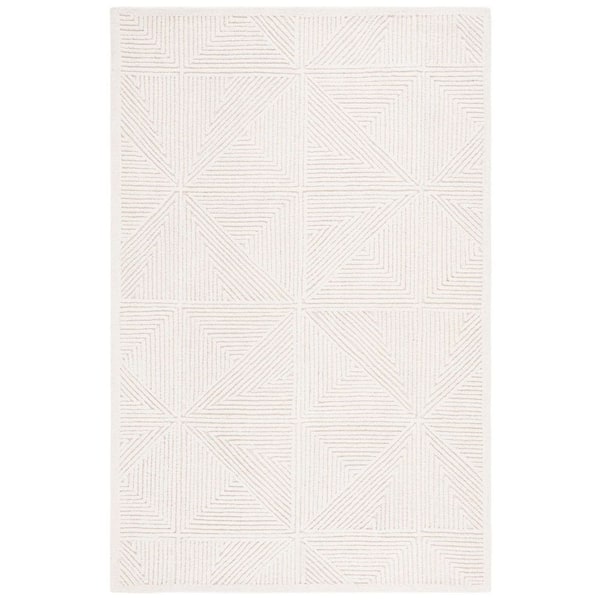 SAFAVIEH Textural 5 ft. x 8 ft. Ivory Triangle Striped Area Rug