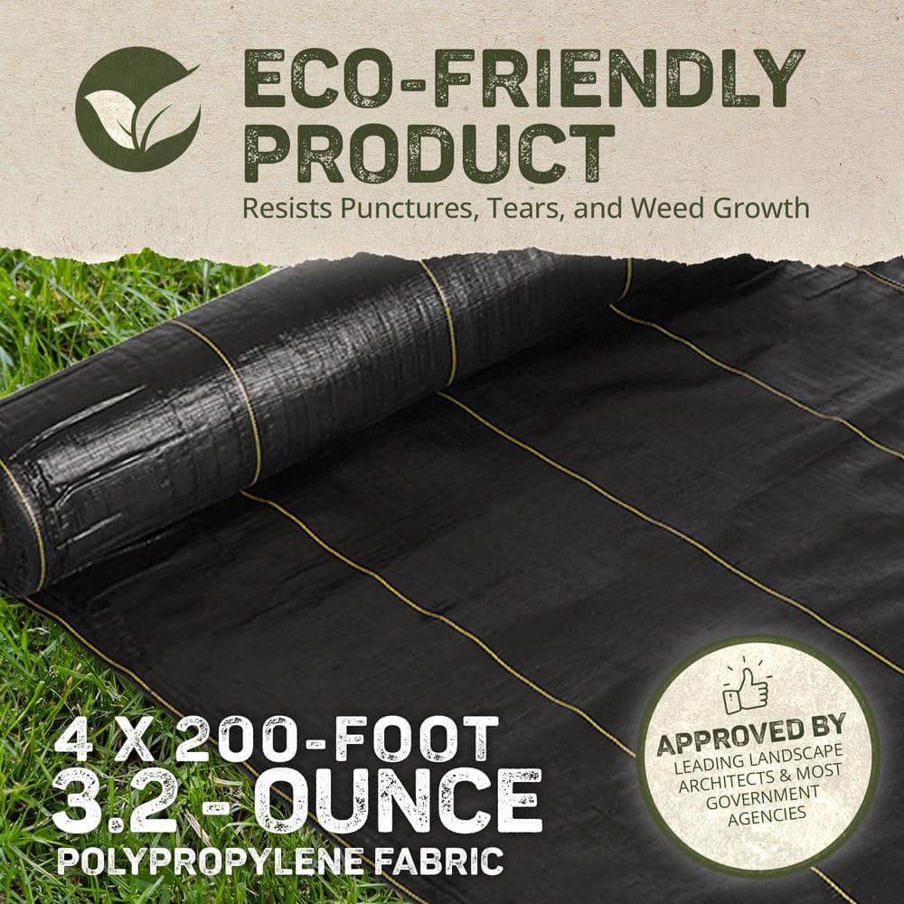 DeWitt 4' x 200' Black Polypropylene Weed Barrier Fabric