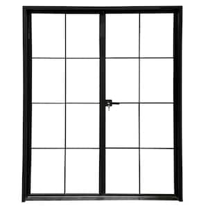 Teza Interior Door 61.5 in. x 80 in. Matte Black Aluminum Single Door 8 Lite Right Hand Inswing with Magnetic Lock