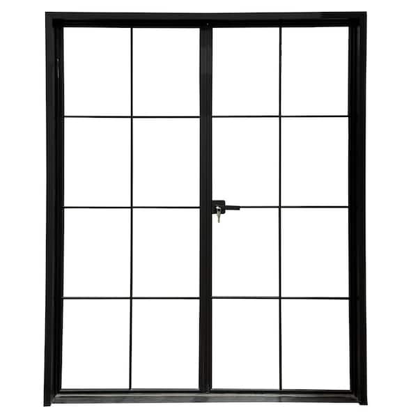TEZA DOORS Teza Interior Door 73.5 in. x 80 in. Matte Black Aluminum Single Door 8 Lite Right Hand Inswing with Magnetic Lock